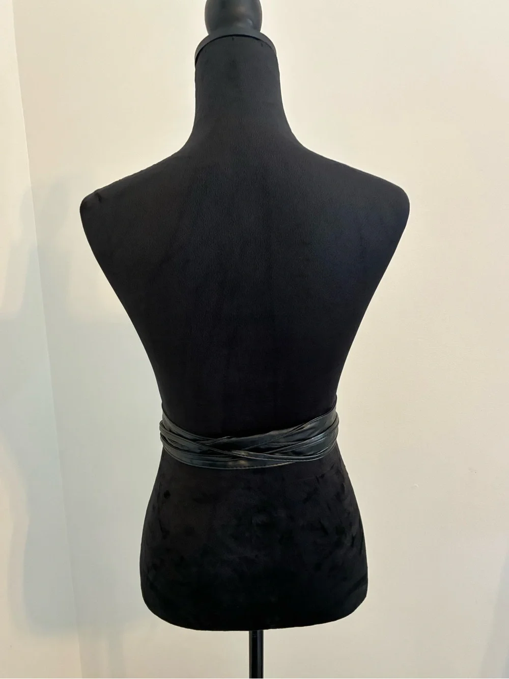 Black Faux Leather Wrap Belt